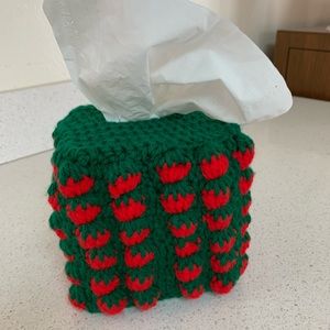 Strawberry Tissue Box Cover New Handmade Crochet
